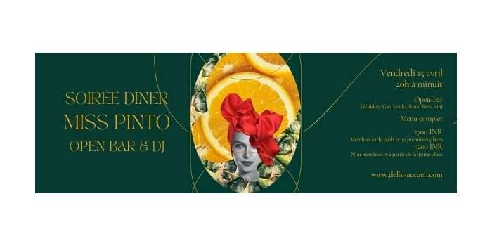 Soirée dîner au restaurant Miss Pinto - Open Bar & DJ